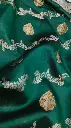 Banarasi Dupion Silk Saree In Bottle Green Colour