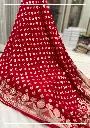 Khaddi Georgett Saree in Red colour