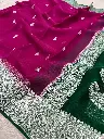 Banarasi Khaddi Chiffon Saree In Rani & Green Colour 