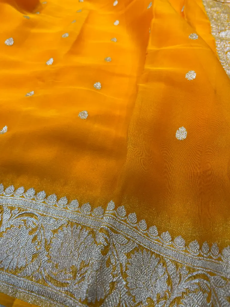 Banarasi Khaddi Chiffon in Yellow Colour