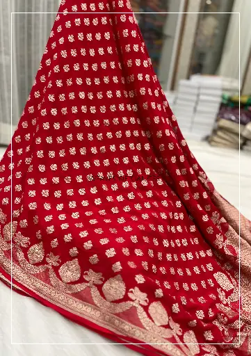 Khaddi Georgett Saree in Red colour