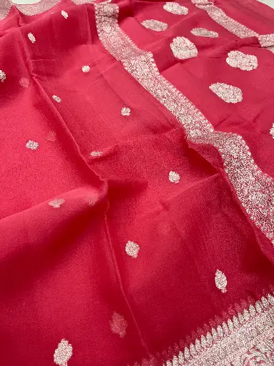 Banarasi Khaddi Chiffon Saree In Light Pink Shade